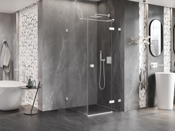 Mexen Lunar T jobbra nyíló zuhanykabin 70 x 70 cm, átlátszó, fehér - 834T-070-070-20-00-P