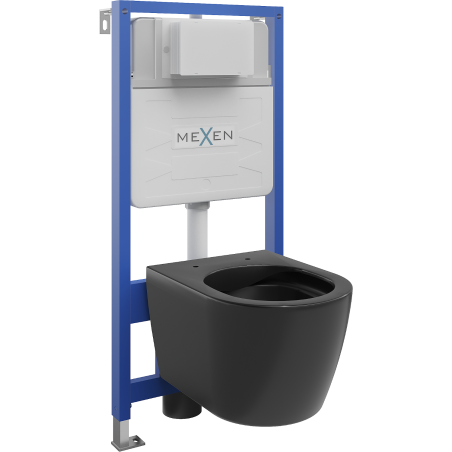 Mexen Carmen beépített WC Fenix Slim szerelvény készlet WC csészével, fekete matt - 6103388XX85