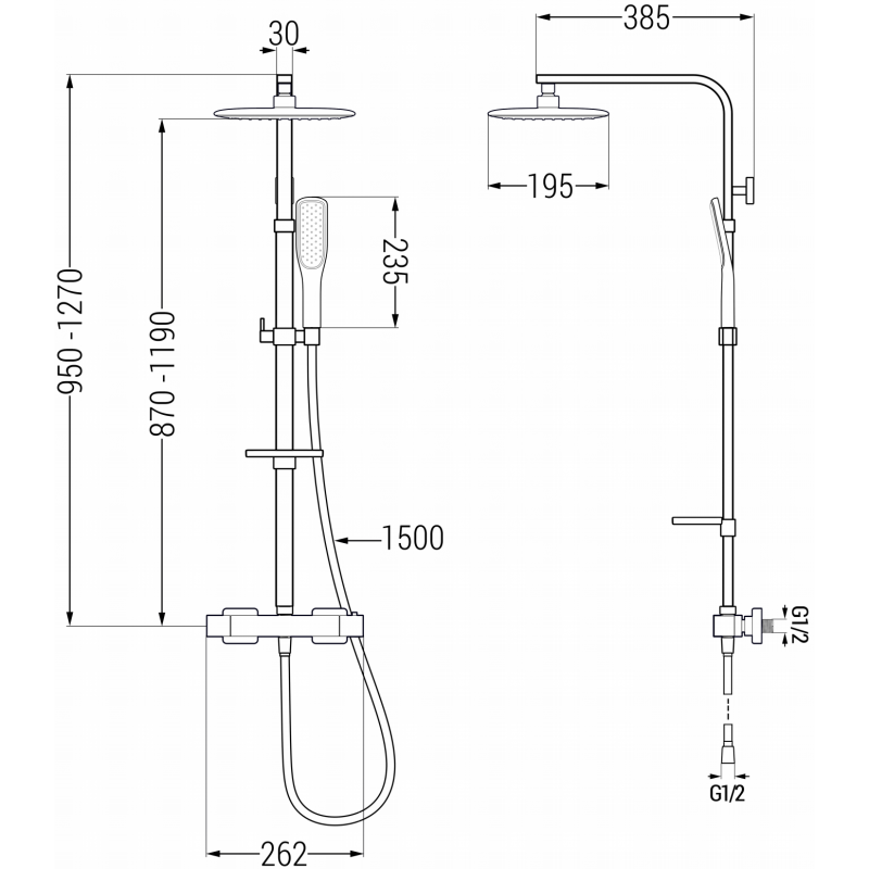 Mexen CQ49 set de duș montat la suprafață cu duș de tavan și baterie termostatică, negru/auriu - 772504995-75