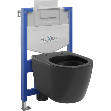 Mexen Fenix XS-U süllyesztett WC-készlet Carmen WC-csészével, fekete matt - 6853388XX85