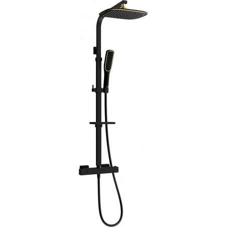 Mexen CQ49 set de duș suprapus cu cascada și baterie termostatică, negru/auriu - 772504995-75