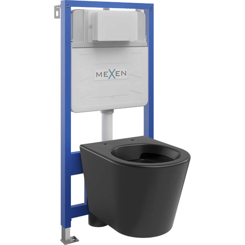 Mexen set WC încastrat cadru Fenix Slim cu vas WC Rico, negru mat - 6103372XX85