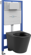 Mexen set WC încastrat cadru Felix Slim cu vas de toaletă  Rico, Negru mat - 6103372XX85
