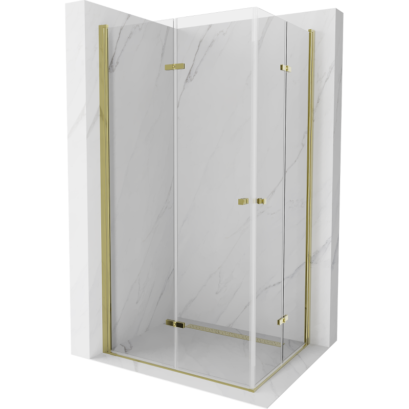 Mexen Lima Duo cabină de duș rabatabilă 80 x 70 cm, transparentă, aurie - 856-080-070-50-00-02