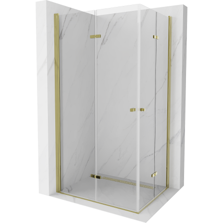 Mexen Lima Duo cabină de duș rabatabilă 80 x 70 cm, transparentă, aurie - 856-080-070-50-00-02