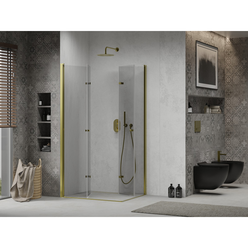 Mexen Lima Duo cabină de duș pliabilă 80 x 70 cm, transparent, aurie - 856-080-070-50-00-02