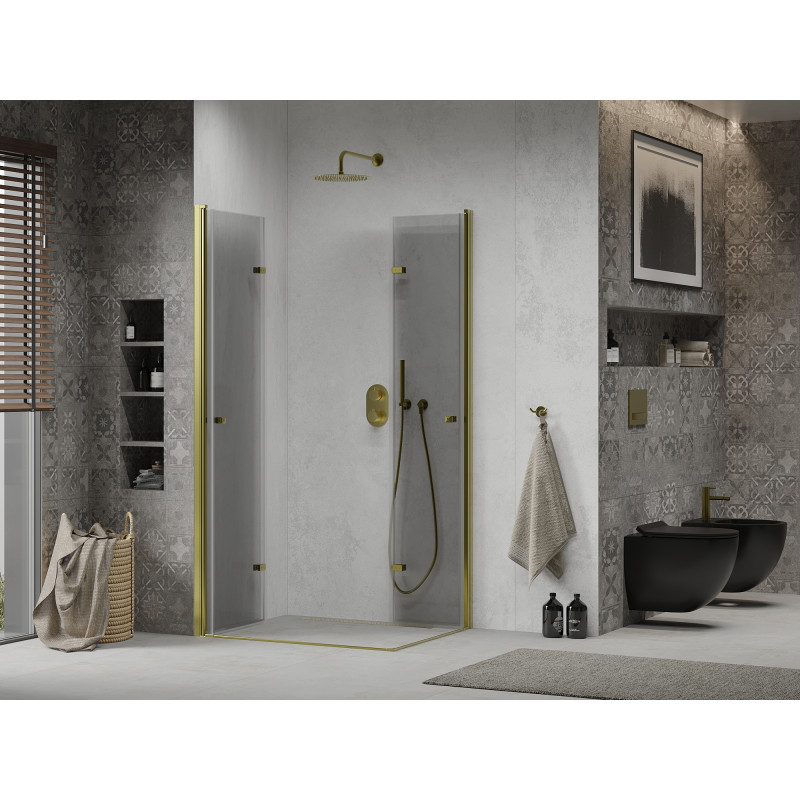 Mexen Lima Duo cabină de duș pliabilă 80 x 70 cm, transparent, aurie - 856-080-070-50-00-02