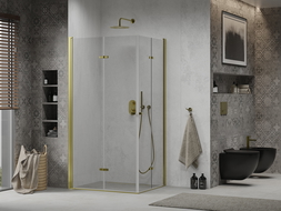 Mexen Lima Duo cabină de duș pliabilă 90 x 80 cm, transparent, Aurie - 856-090-080-50-00-02
