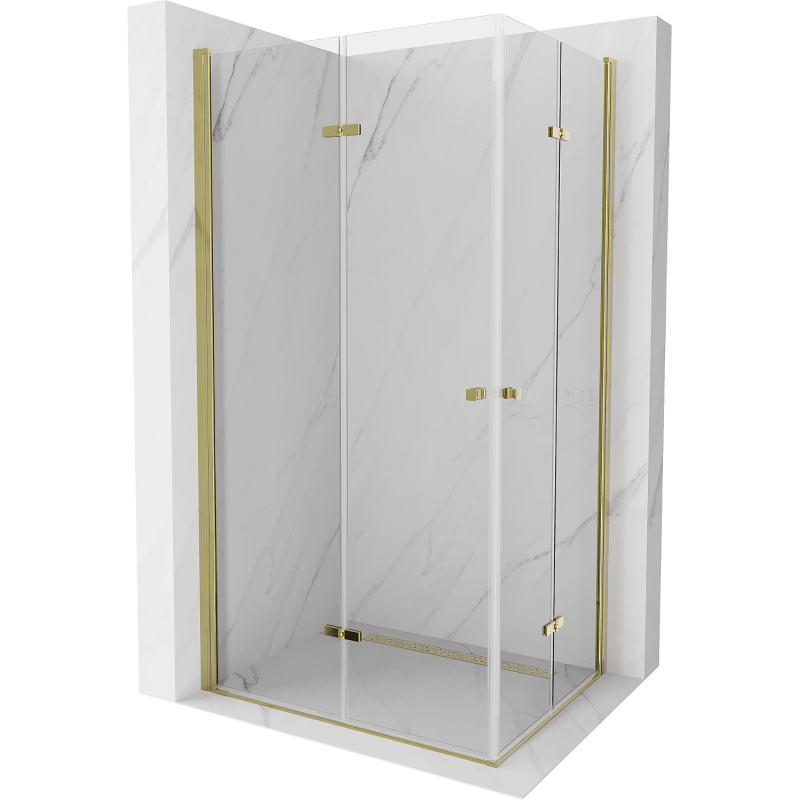 Mexen Lima Duo cabină de duș pliabilă 90 x 80 cm, transparent, Aurie - 856-090-080-50-00-02