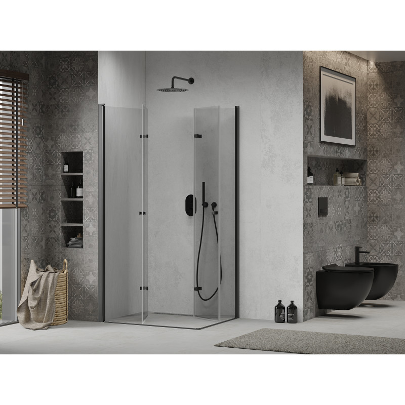 Mexen Lima Cabină de duș Duo pliabilă 80 x 70 cm, transparentă, neagră - 856-080-070-70-00-02