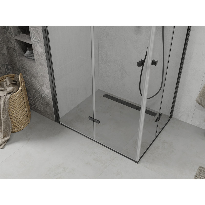 Mexen Lima Cabină de duș Duo pliabilă 80 x 70 cm, transparentă, neagră - 856-080-070-70-00-02