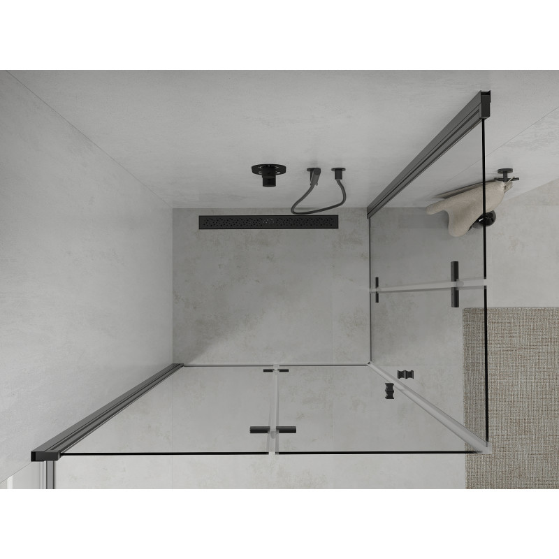 Mexen Lima Cabină de duș Duo pliabilă 80 x 70 cm, transparentă, neagră - 856-080-070-70-00-02