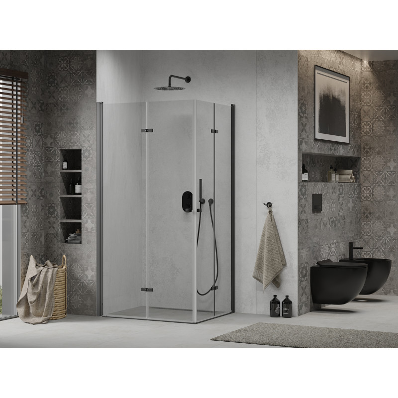 Mexen Lima Cabină de duș Duo pliabilă 80 x 70 cm, transparentă, neagră - 856-080-070-70-00-02