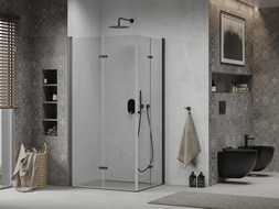 Mexen Lima Duo cabină de duș pliabilă 80 x 70 cm, transparent, Neagră - 856-080-070-70-00-02