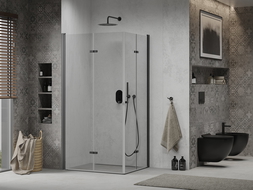 Mexen Lima Duo cabină de duș pliabilă 90 x 80 cm, transparent, Neagră - 856-090-080-70-00-02