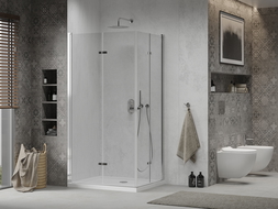 Mexen Lima Duo cabină de duș pliabilă 80 x 70 cm, transparent, Crom + cadă de duș Flat - 856-080-070-01-02-4010
