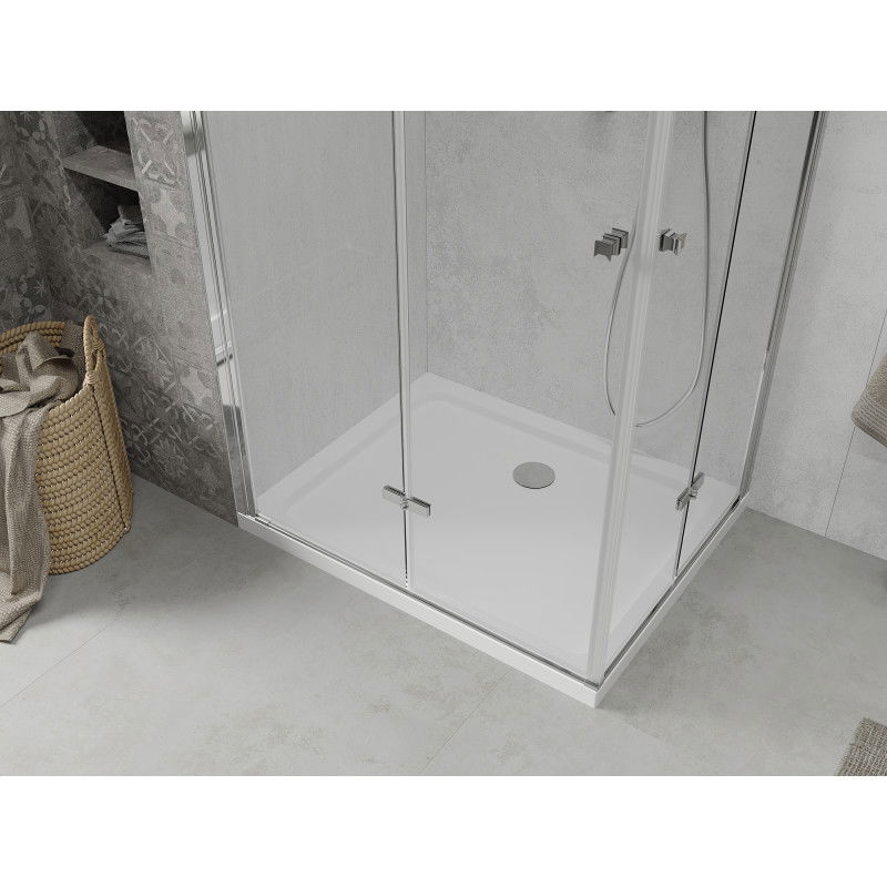 Mexen Lima Duo cabină de duș pliabilă 90 x 80 cm, transparent, crom + cadă de duș Flat - 856-090-080-01-02-4010