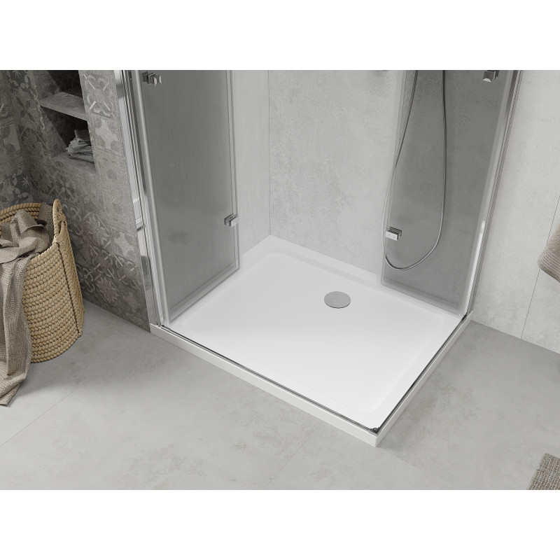Mexen Lima Duo cabină de duș pliată 90 x 80 cm, transparentă, crom + cadă Flat - 856-090-080-01-02-4010