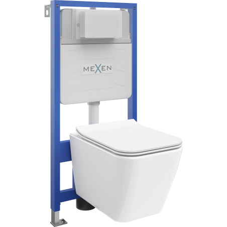Mexen Cube Fenix Slim beépíthető WC készlet, WC csésze és lassan záródó ülőke, fényes fehér - 61030924000