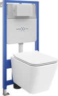 Mexen set WC încastrat cadru Felix Slim cu vas de toaletă  Cube și capac de toaletă cu închidere lentă, Albă - 61030924000