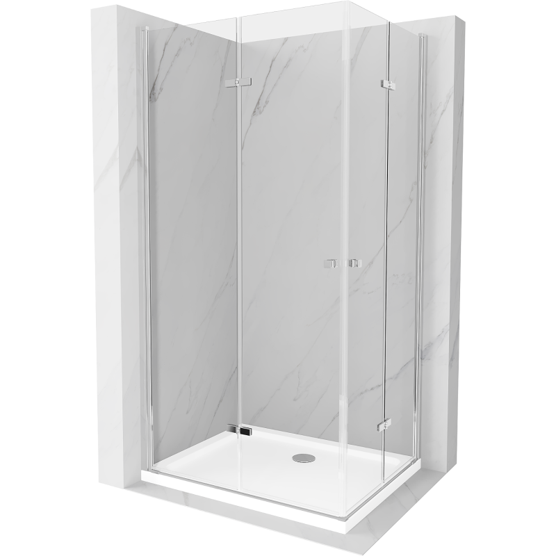 Mexen Lima Duo cabină de duș pliabilă 100 x 90 cm, transparent, crom + cadă Flat - 856-100-090-01-02-4010