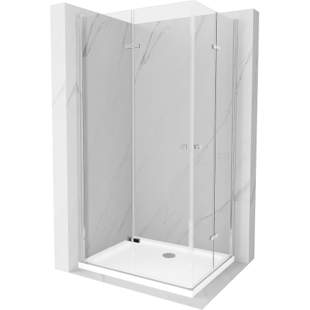 Mexen Lima Duo cabină de duș pliabilă 100 x 90 cm, transparent, Crom + cadă de duș Flat - 856-100-090-01-02-4010