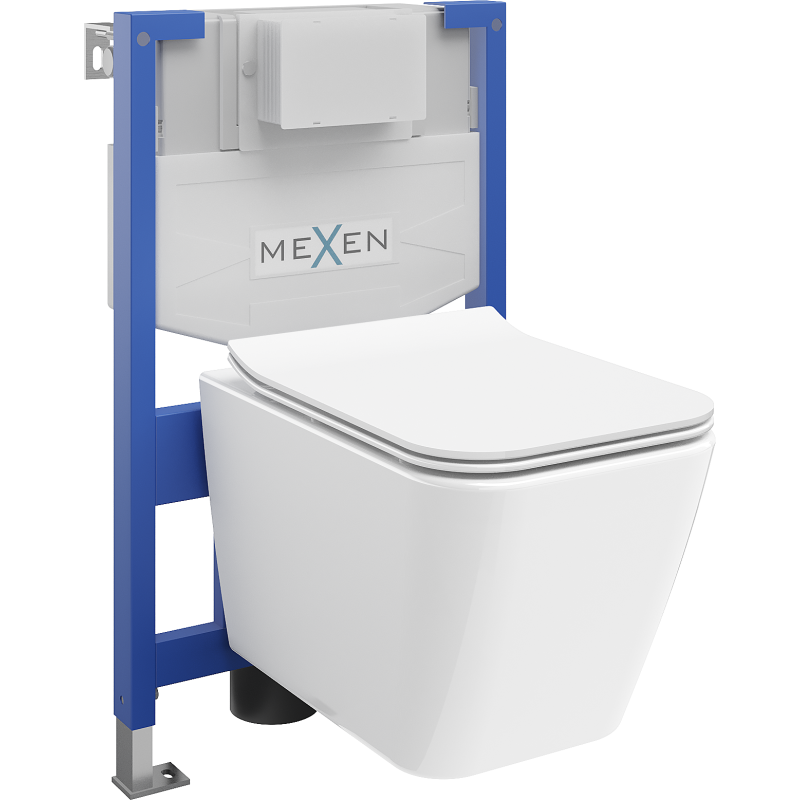 Mexen beépíthető Felix XS-F WC váz WC csészével Cube és leeresztő automatikás ülőkével, Fehér - 68030924000