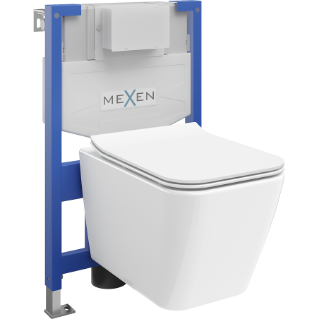 Mexen set WC încastrat cadru Felix XS-F cu vas de toaletă  Cube și capac de toaletă cu închidere lentă, Albă - 68030924000