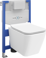 Mexen Cube beépített WC készlet, Fenix XS-F keret WC kagylóval és lassan záródó ülőkével, fényes fehér