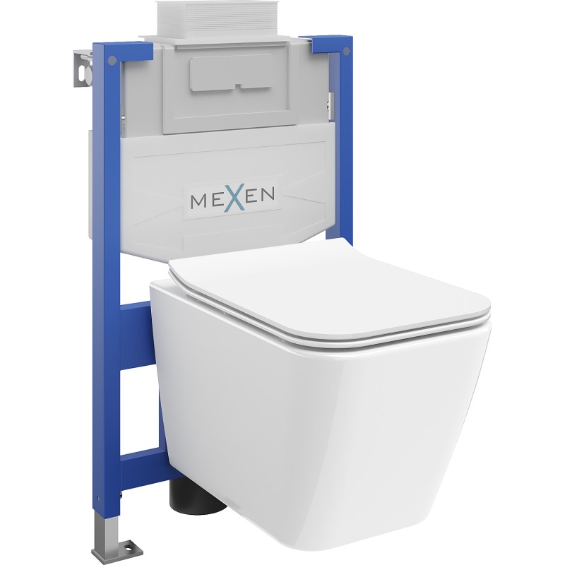 Mexen Cube süllyesztett WC keret Fenix XS-U WC kagylóval és lassan csukódó WC ülőkével, fényes fehér - 68530924000