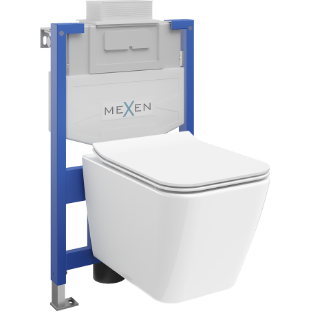 Mexen Cube set WC încastrat cadru Fenix XS-U cu vas WC și capac cu cădere lentă, alb lucios - 68530924000