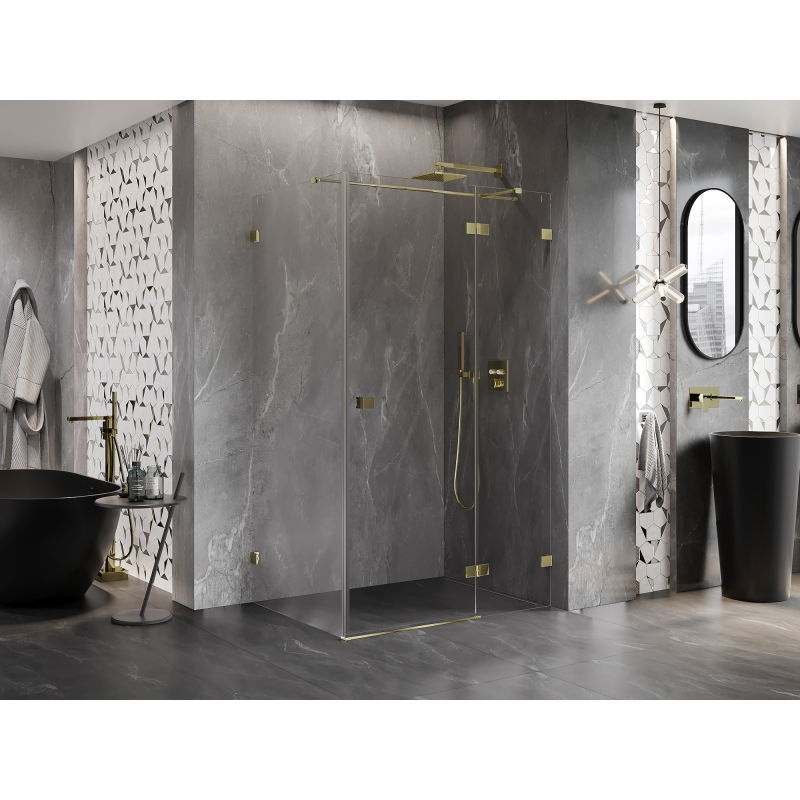 Mexen Lunar T jobbra nyíló, 75 x 110 cm-es zuhanykabin, átlátszó, arany - 834T-075-110-50-00-P