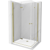 Mexen Lima Duo cabină de duș pliabilă 90 x 80 cm, transparent, Aurie + cadă de duș Flat - 856-090-080-50-02-4010G