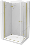 Mexen Lima Cabină de duș Duo pliabilă 90 x 80 cm, transparentă, aurie + cadă de duș Flat - 856-090-080-50-02-4010G