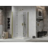Mexen Lima Cabină de duș Duo pliabilă 90 x 80 cm, transparentă, aurie + cadă de duș Flat - 856-090-080-50-02-4010G