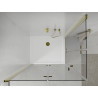 Mexen Lima Cabină de duș Duo pliabilă 90 x 80 cm, transparentă, aurie + cadă de duș Flat - 856-090-080-50-02-4010G