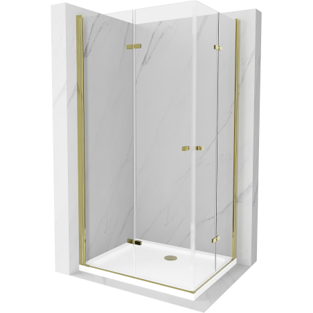 Mexen Lima Duo cabină de duș pliabilă 100 x 90 cm, transparent, Aurie + cadă de duș Flat - 856-100-090-50-02-4010G