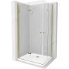 Mexen Lima Duo cabină de duș pliabilă 100 x 90 cm, transparent, Aurie + cadă de duș Flat - 856-100-090-50-02-4010G