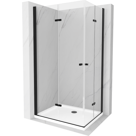 Mexen Lima Duo cabină de duș pliabilă 80 x 70 cm, transparentă, neagră + cadă de duș Flat - 856-080-070-70-02-4010B
