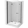 Mexen Lima Duo cabină de duș pliabilă 80 x 70 cm, transparent, Neagră + cadă de duș Flat - 856-080-070-70-02-4010B