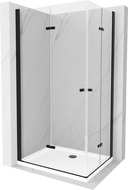 Mexen Lima Duo cabină de duș pliabilă 80 x 70 cm, transparent, Neagră + cadă de duș Flat - 856-080-070-70-02-4010B