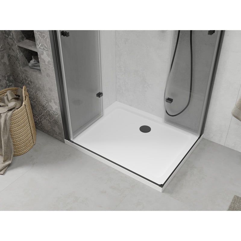 Mexen Lima Duo cabină de duș pliabilă 80 x 70 cm, transparentă, neagră + cadă de duș Flat - 856-080-070-70-02-4010B