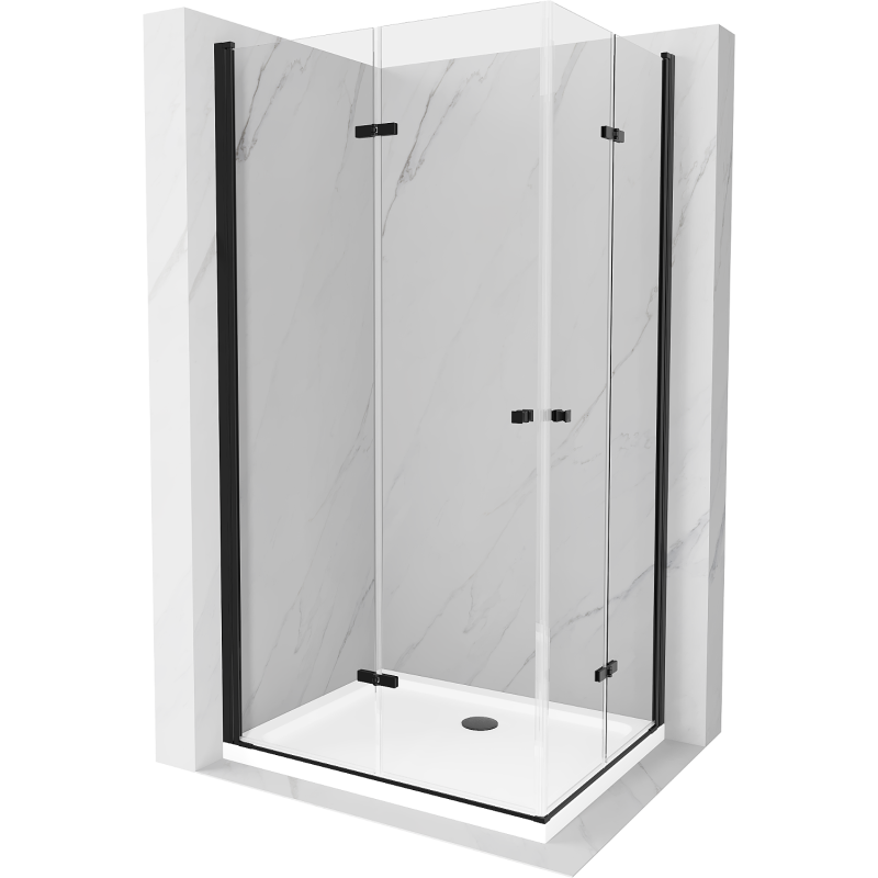 Mexen Lima Duo cabină de duș pliabilă 100 x 90 cm, transparent, Neagră + cadă de duș Flat - 856-100-090-70-02-4010B