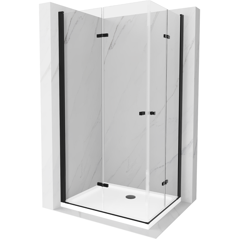 Mexen Lima Duo cabină de duș pliabilă 100 x 90 cm, transparentă, neagră + cădiță Flat - 856-100-090-70-02-4010B
