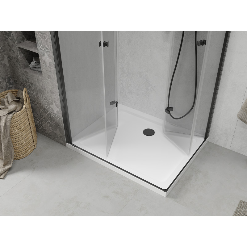 Mexen Lima Duo cabină de duș pliabilă 100 x 90 cm, transparentă, neagră + cădiță Flat - 856-100-090-70-02-4010B