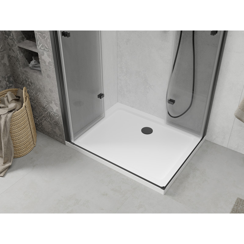 Mexen Lima Duo cabină de duș pliabilă 100 x 90 cm, transparentă, neagră + cădiță Flat - 856-100-090-70-02-4010B