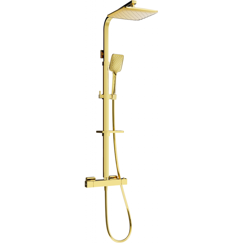 Mexen CQ62 fali zuhanykészlet esőztetővel és termosztatikus csapteleppel, arany - 772506295-50