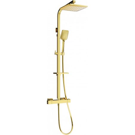 Mexen CQ62 set de duș cu pară de tip ploaie și baterie termostatică, Aurie - 772506295-50