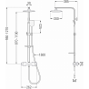 Mexen CQ62 set de duș aparent cu duș fix și baterie termostatică, gri metalic periat - 772506295-66