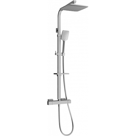 Mexen CQ62 set de duș aparent cu duș fix și baterie termostatică, gri metalic periat - 772506295-66